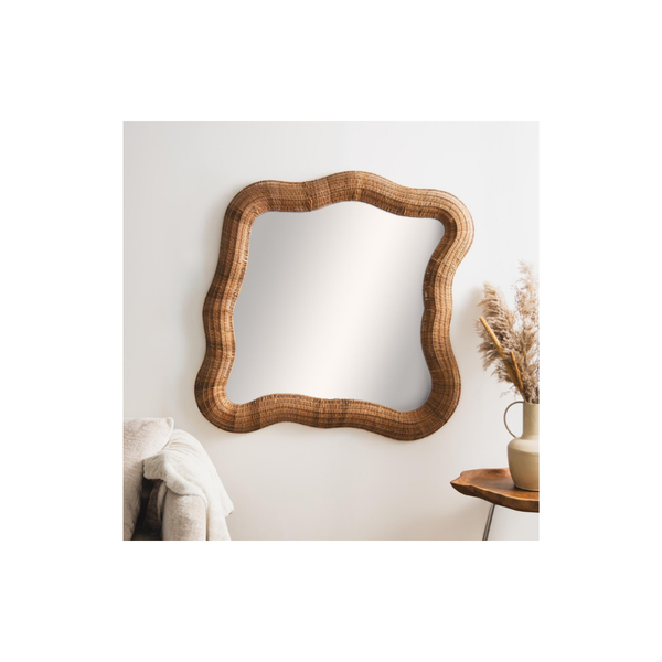 Espejo de Pared con Marco Tejido Beige