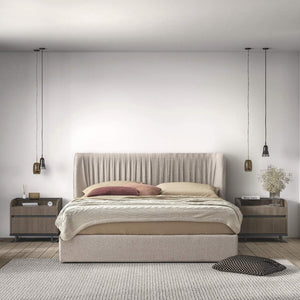 Cama tapizada Hexagon King Size en beige
