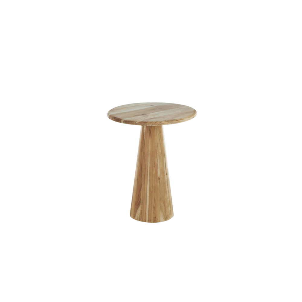 Mesa auxiliar pedestal mediana en madera natural – 19.5"