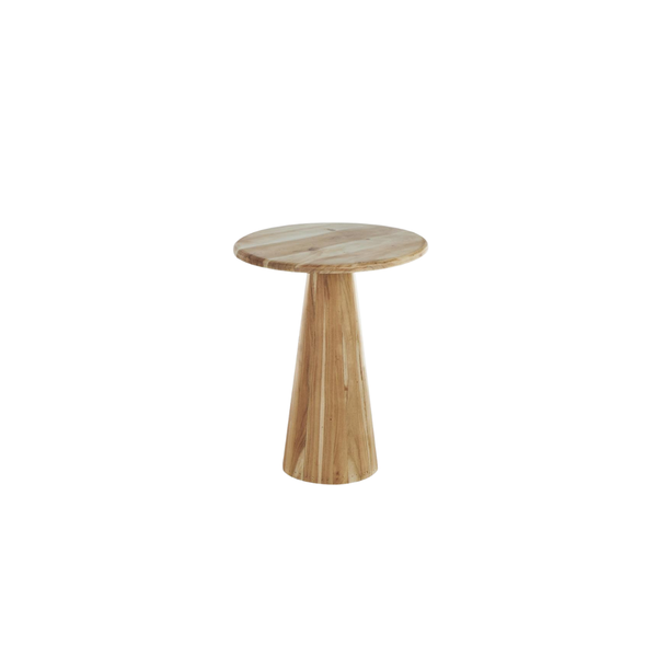 Mesa auxiliar pedestal mediana en madera natural – 19.5"