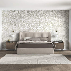 Cama tapizada Hexagon King Size en beige