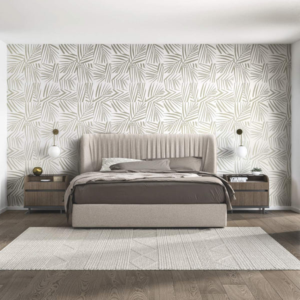 Cama tapizada Hexagon King Size en beige