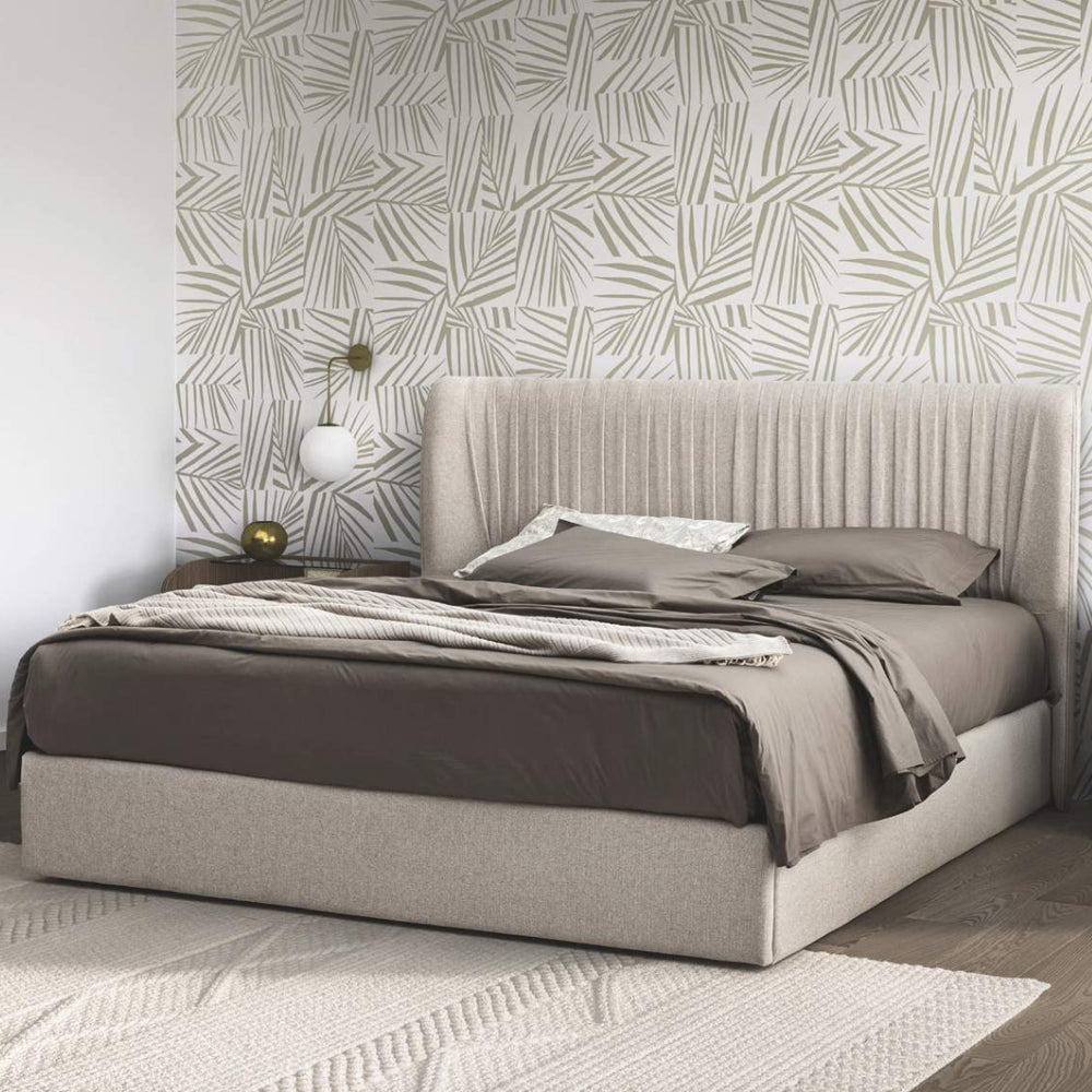 Cama tapizada Hexagon King Size en beige
