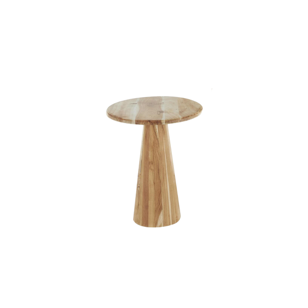 Mesa auxiliar pedestal mediana en madera natural – 19.5"