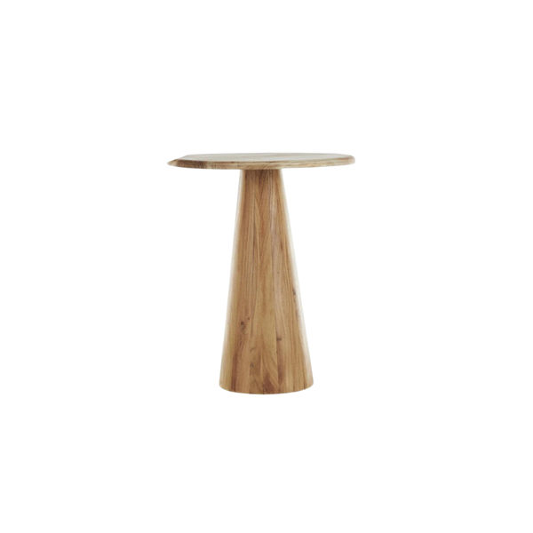 Mesa auxiliar pedestal mediana en madera natural – 19.5"