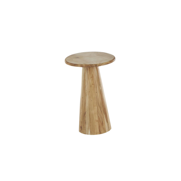 Mesa auxiliar pedestal pequeña en madera natural – 15.75"