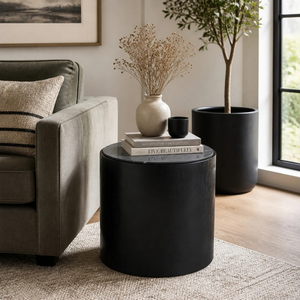 Mesa Latera T/Marmol Negra/Blanco