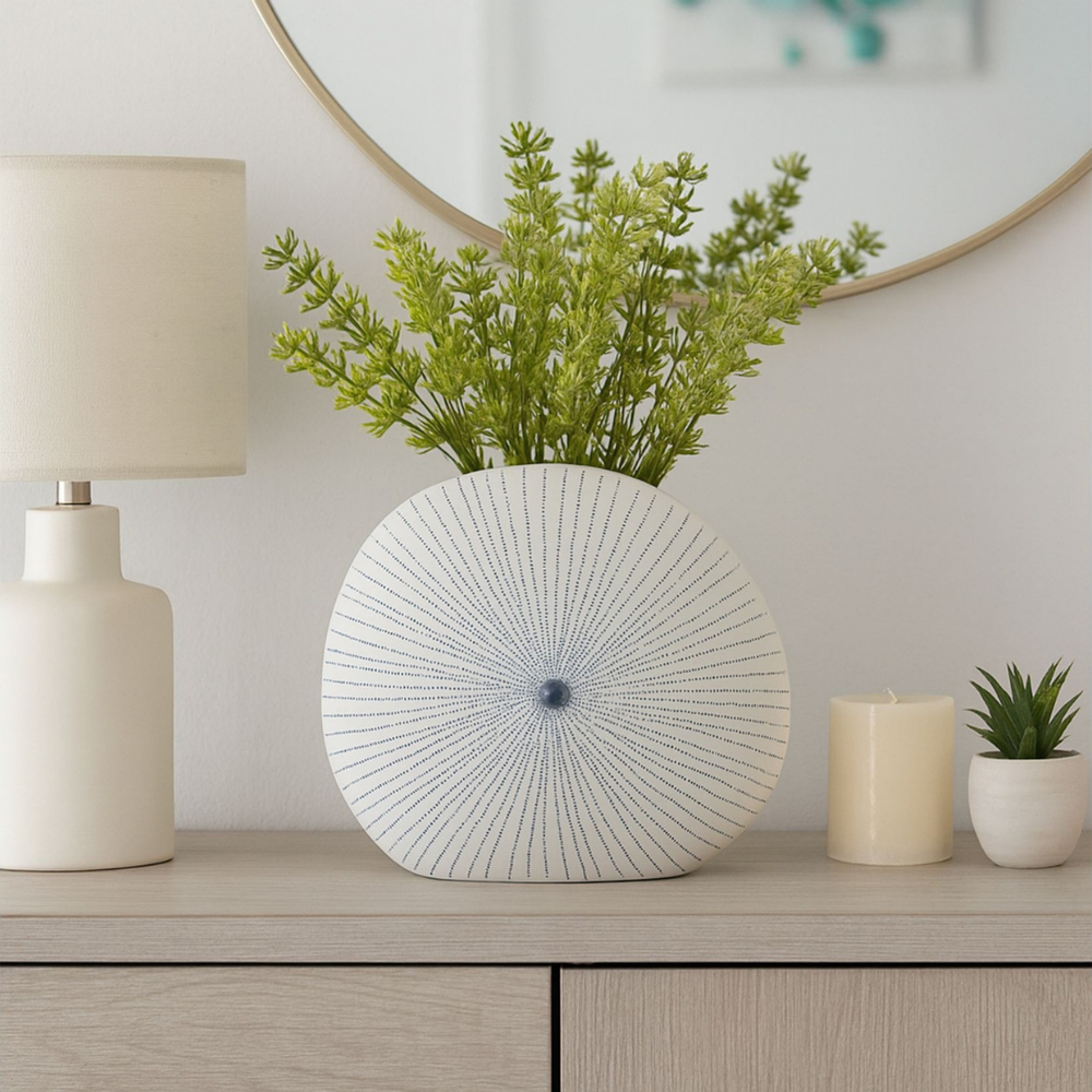 Florero Shell White/Blue