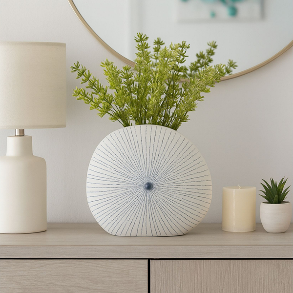 Florero Shell White/Blue