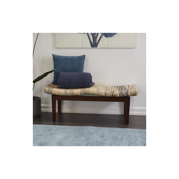Banco de Madera con Asiento Tejido