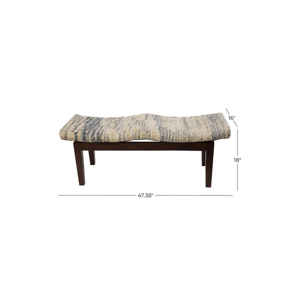 Banco de Madera con Asiento Tejido