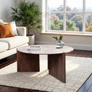 Mesa de centro Somerset en mármol negro y madera 39″