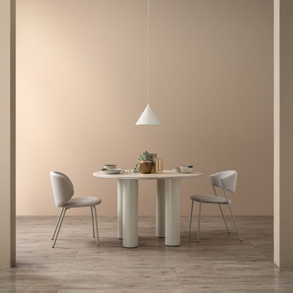 Mesa de comedor Hiri redonda con acabado beige marble