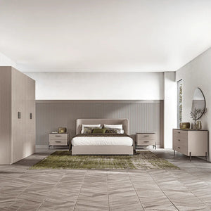 Cama Silvia King Size tapizada en Sand