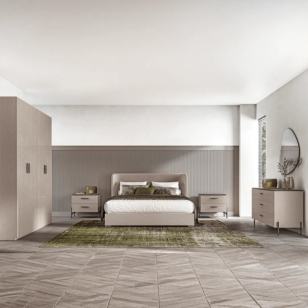 Cama Silvia King Size tapizada en Sand