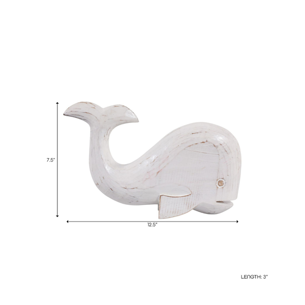 Adorno Ballena 12X8 Blanca Madera Alibizia