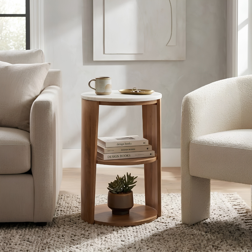 Mesa Lateral 24X14 White/Brown