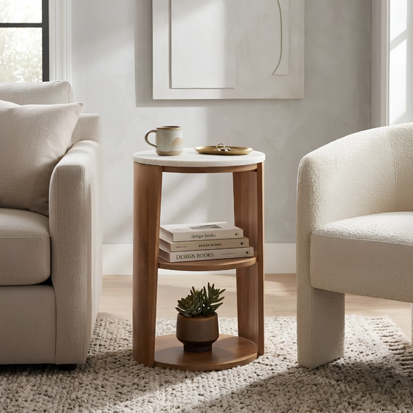 Mesa Lateral 24X14 White/Brown
