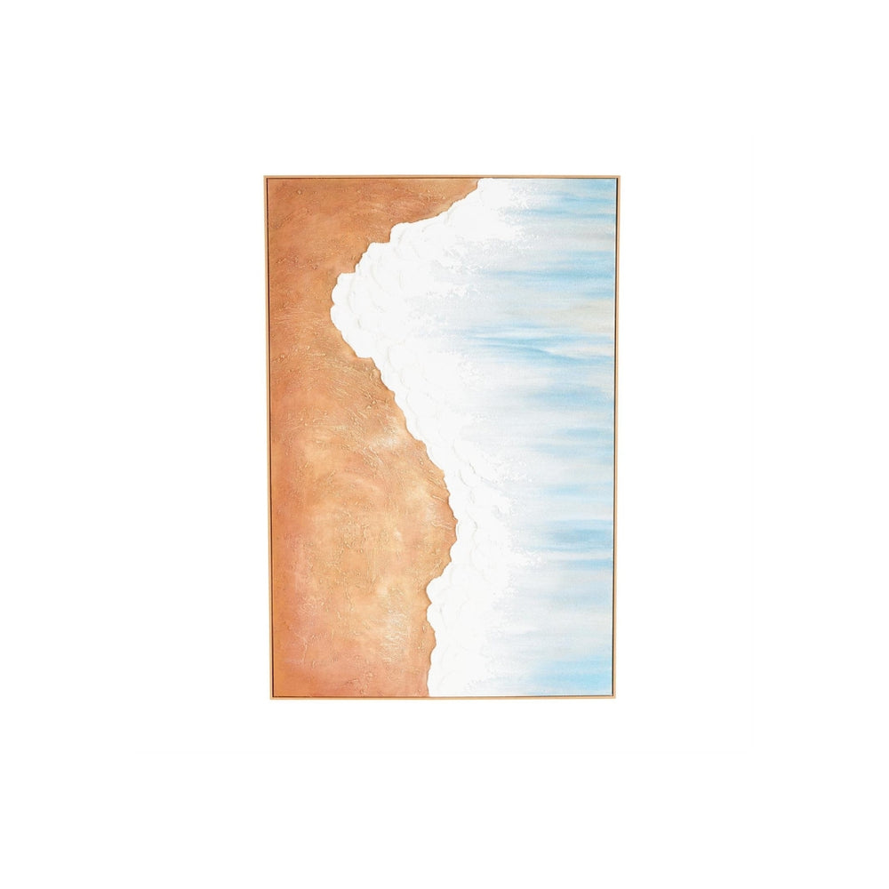 Cuadro abstracto paisaje marino en canvas azul
