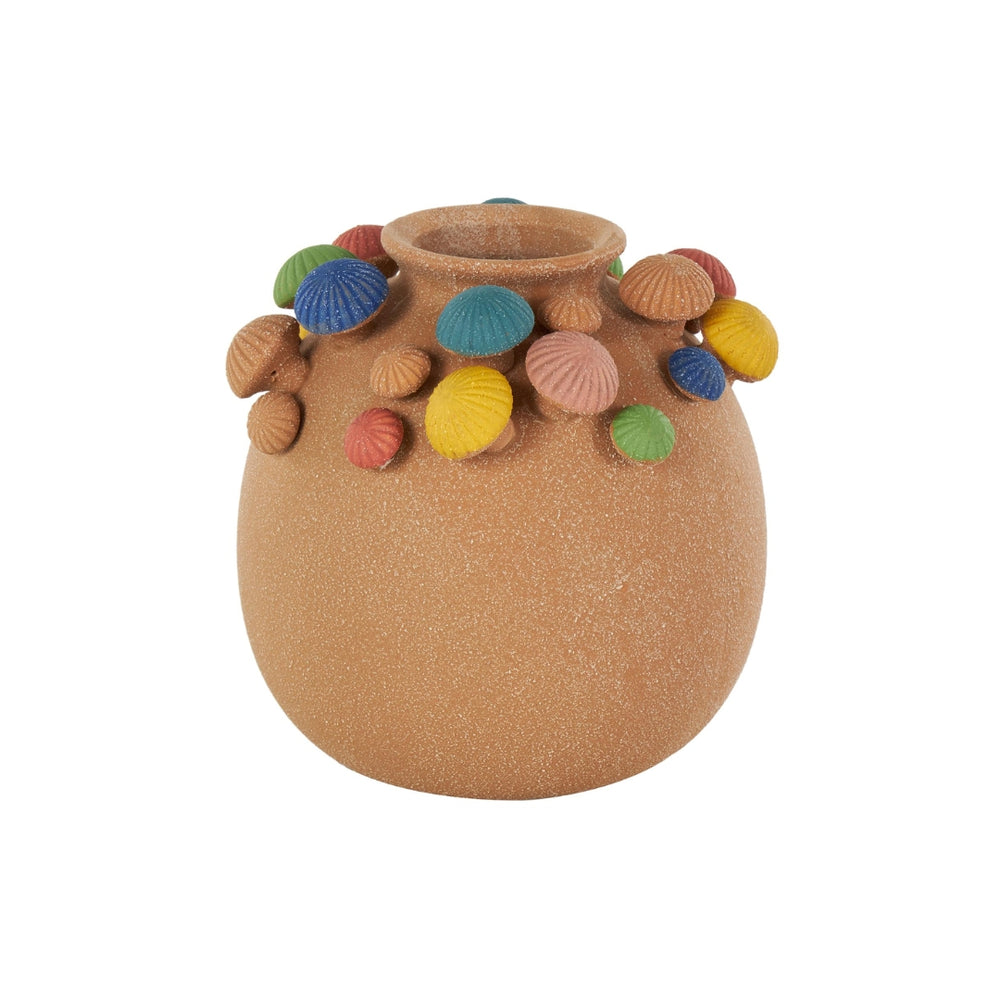 Jarrón decorativo cerámico tipo hongo multicolor