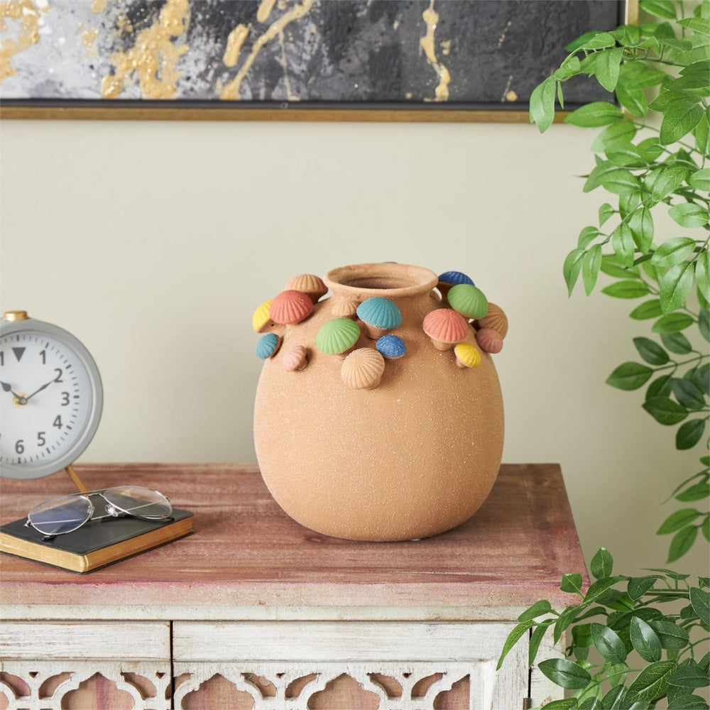Jarrón decorativo cerámico tipo hongo multicolor