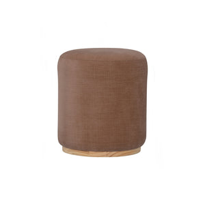 Pouf Kento redondo tapizado en tela Almond