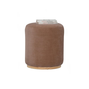 Pouf Kento redondo tapizado en tela Almond