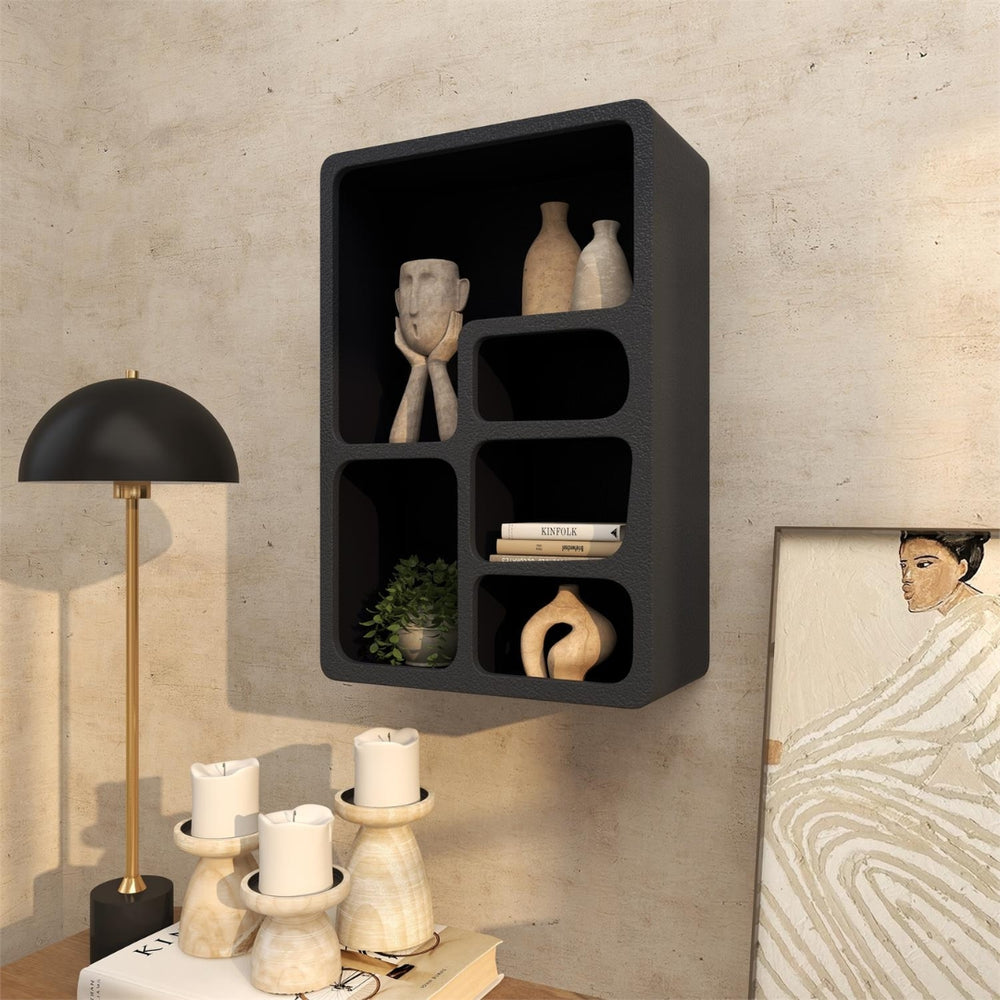 Estante decorativo de pared geométrico negro de 5 niveles