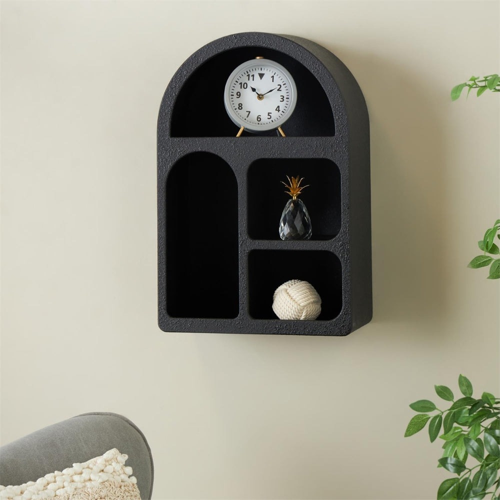 Estante decorativo de pared geométrico arqueado negro de 4 niveles