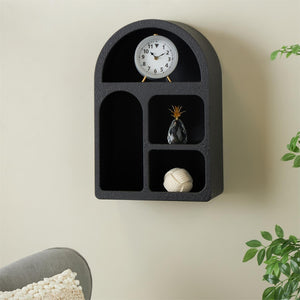 Estante decorativo de pared geométrico arqueado negro de 4 niveles