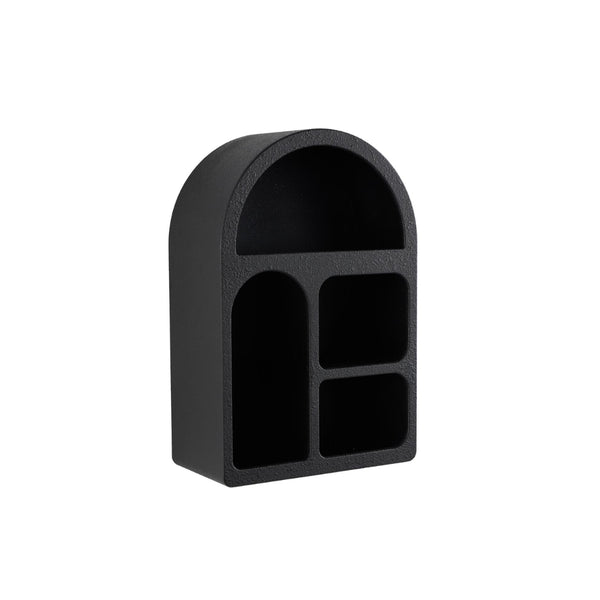Estante decorativo de pared geométrico arqueado negro de 4 niveles