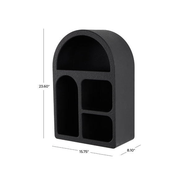 Estante decorativo de pared geométrico arqueado negro de 4 niveles