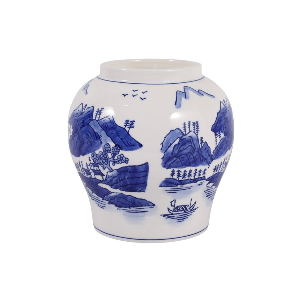 Vela aromática Neroli & Basil en recipiente chinoiserie azul y blanco – 39 oz