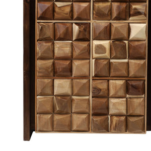 Gabinete decorativo de madera de teca con diseño geométrico – 2 puertas