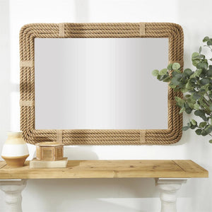 Espejo de pared tejido a mano con cuerda de yute