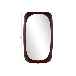Espejo decorativo de pared ovalado en madera color marrón oscuro