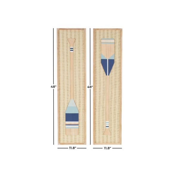 Remos decorativos náuticos en madera y papel tejido (Set de 2)