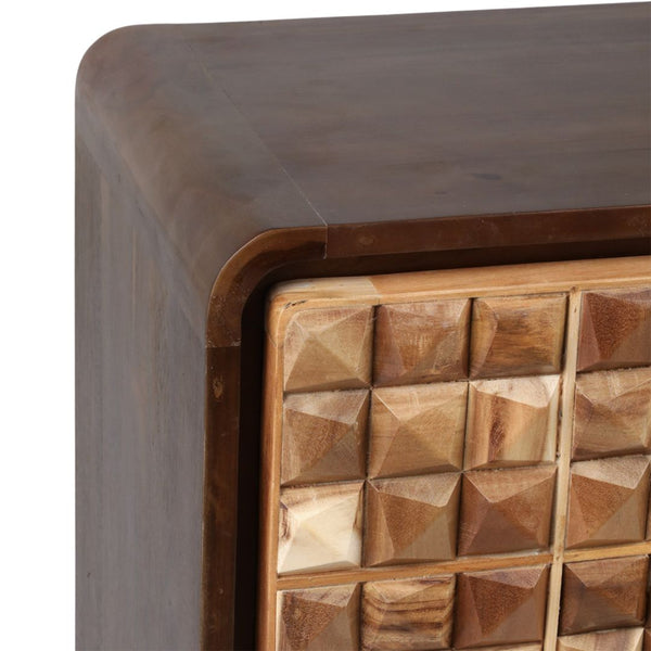 Gabinete decorativo de madera de teca con diseño geométrico – 2 puertas