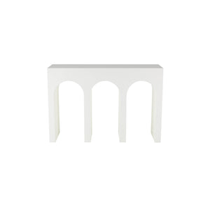 Consola Art Déco blanca con arcos arquitectónicos