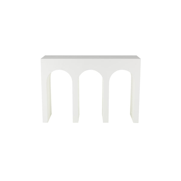 Consola Art Déco blanca con arcos arquitectónicos