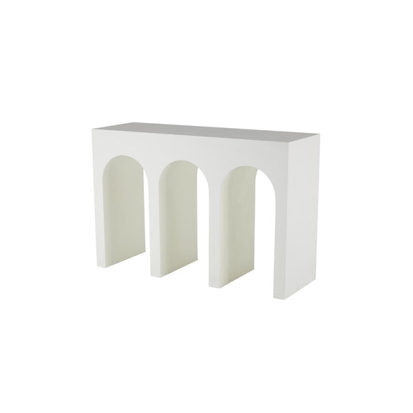 Consola Art Déco blanca con arcos arquitectónicos