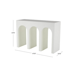 Consola Art Déco blanca con arcos arquitectónicos