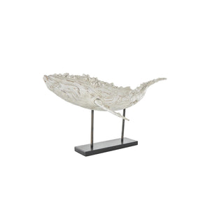 Escultura decorativa de ballena en poliresina con base metálica