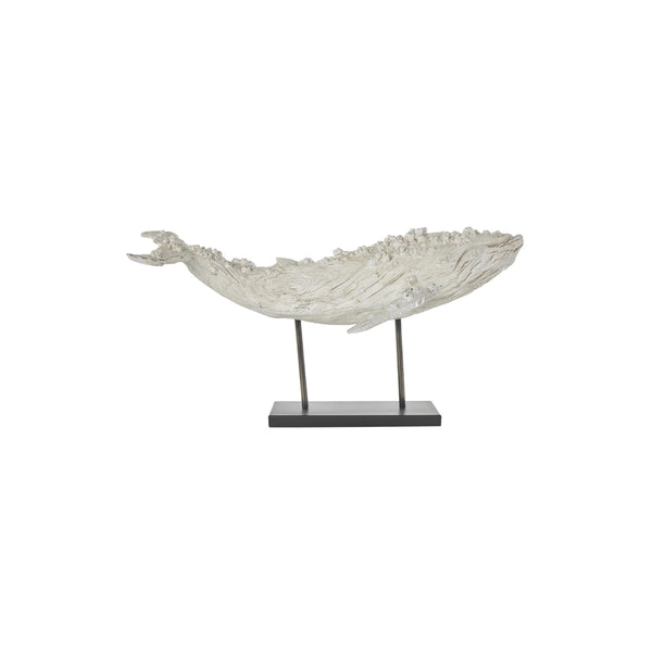 Escultura decorativa de ballena en poliresina con base metálica