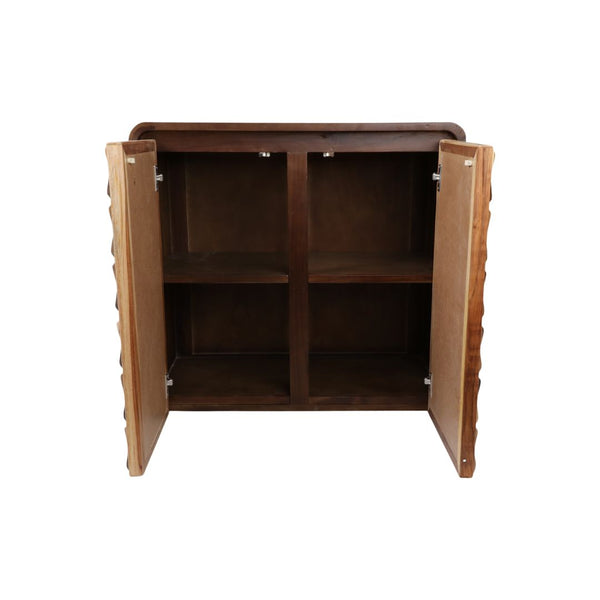 Gabinete decorativo de madera de teca con diseño geométrico – 2 puertas
