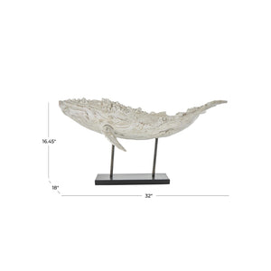 Escultura decorativa de ballena en poliresina con base metálica