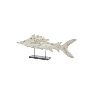 Escultura decorativa de pez en poliresina con base metálica