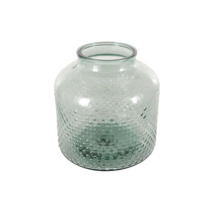 Jarrón decorativo de vidrio verde con textura moteada
