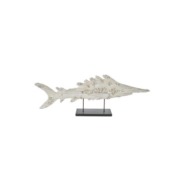 Escultura decorativa de pez en poliresina con base metálica