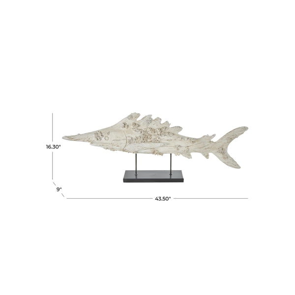 Escultura decorativa de pez en poliresina con base metálica